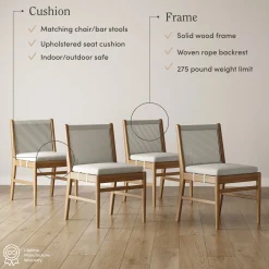 Woven Rope Back Dining Chair Brushed Light Brown (Set of 4)
