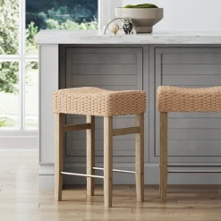 Woven Seagrass Counter Height Bar Stool Brown