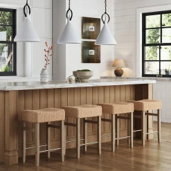 Woven Seagrass Counter Height Bar Stool Brown