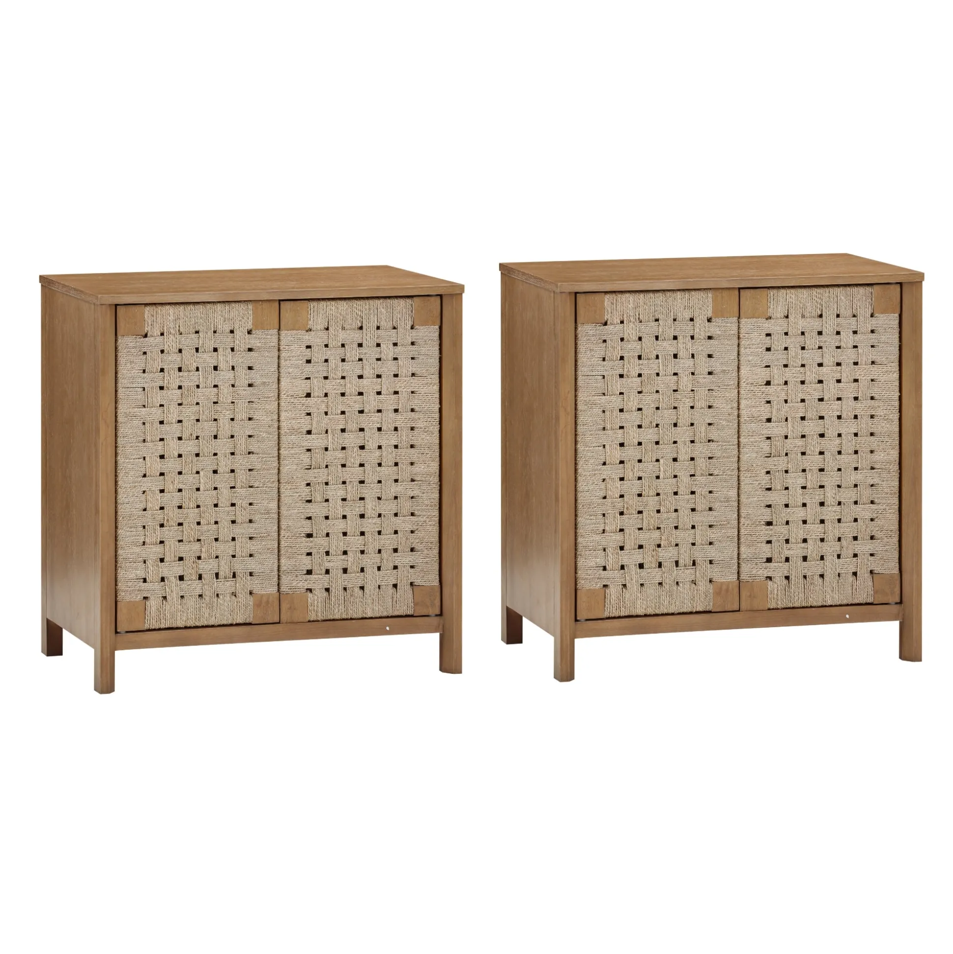 Woven Seagrass TV Console Cabinet for TVs up to 65" Light Brown