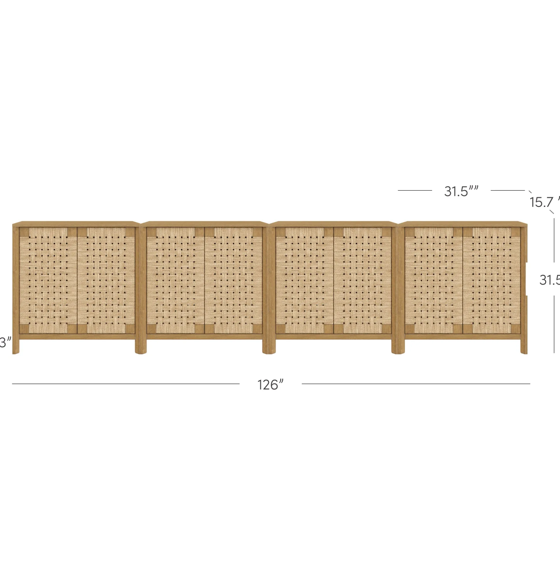 Woven Seagrass TV Console Cabinet for TVs up to 100" Light Brown