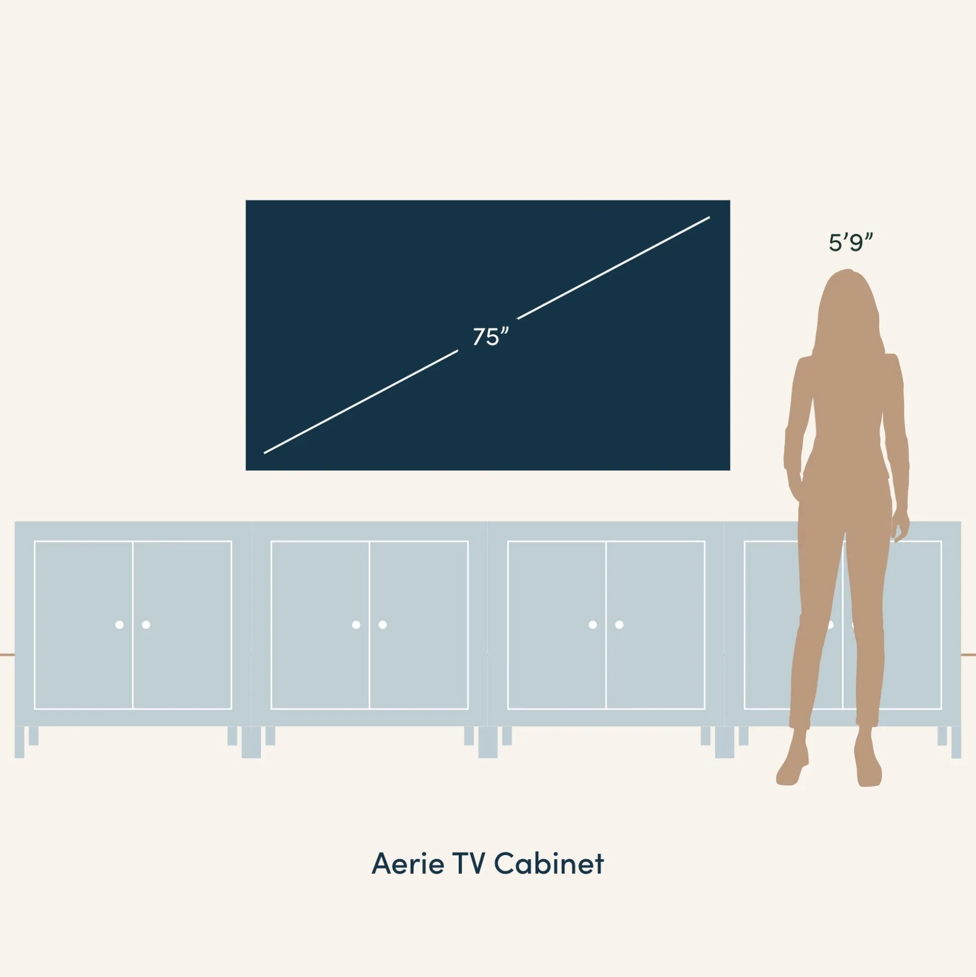 Woven Seagrass TV Console Cabinet for TVs up to 100" Light Brown