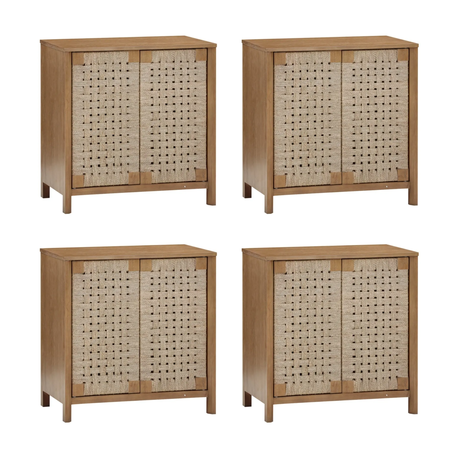 Woven Seagrass TV Console Cabinet for TVs up to 100" Light Brown